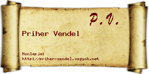 Priher Vendel névjegykártya